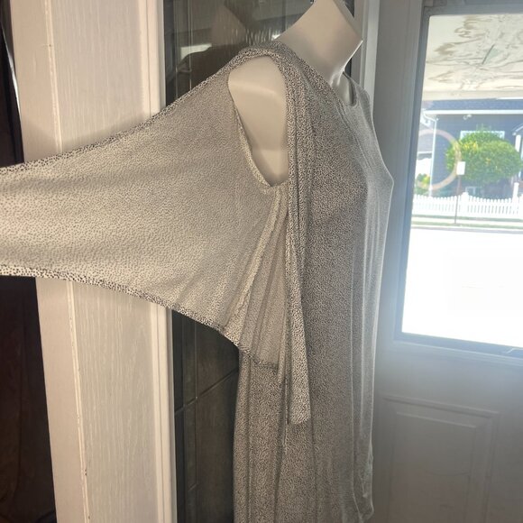 H&M Off White Black / Brown Polka Dot Abstract BOHO Tunic Open Sleeves SZ 2 - Picture 3 of 7